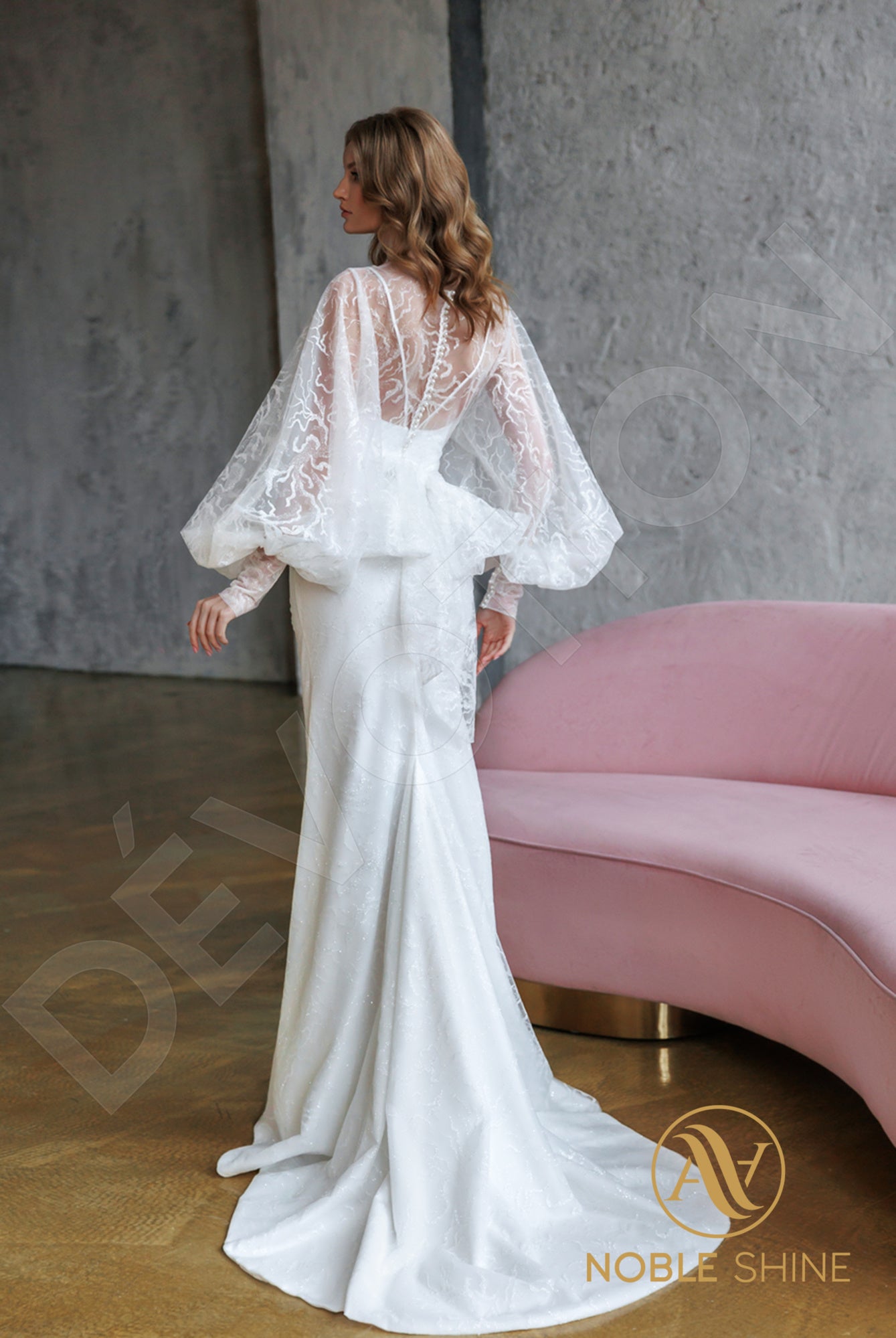Biddi Full back Trumpet/Mermaid Long sleeve Wedding Dress Back