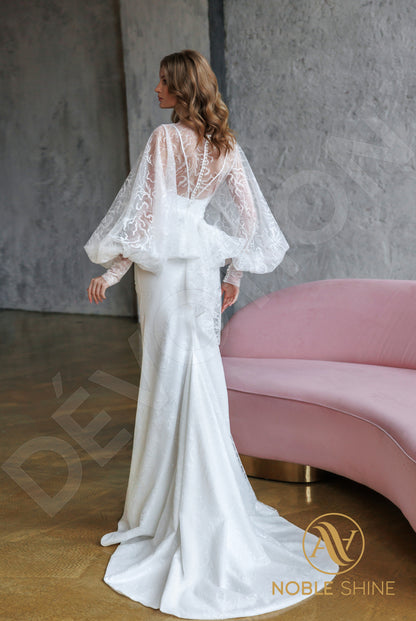 Biddi Full back Trumpet/Mermaid Long sleeve Wedding Dress Back
