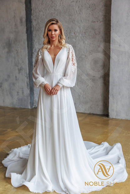 Dakey Open back A-line Long sleeve Wedding Dress 6