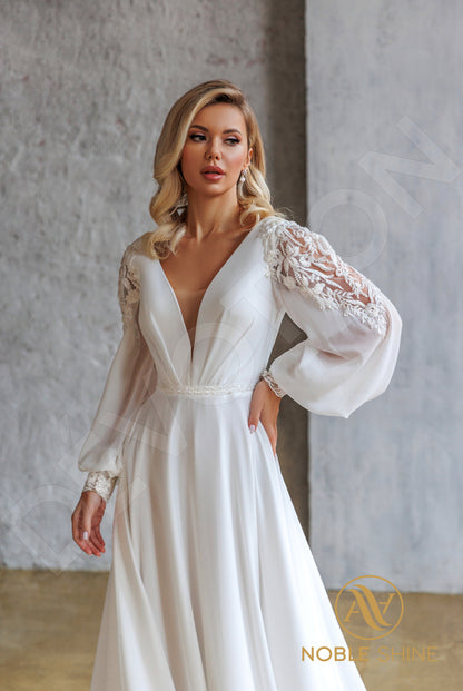 Dakey Open back A-line Long sleeve Wedding Dress 2