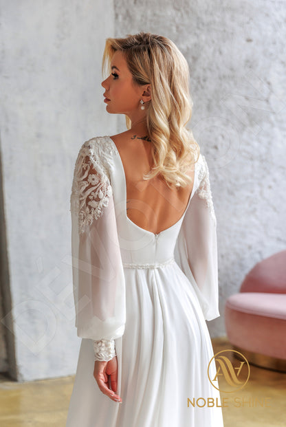Dakey Open back A-line Long sleeve Wedding Dress 3