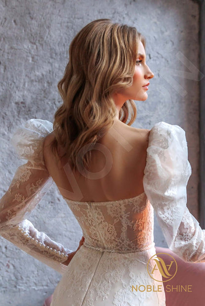 Idaoin Open back Trumpet/Mermaid Detachable sleeves Wedding Dress 7