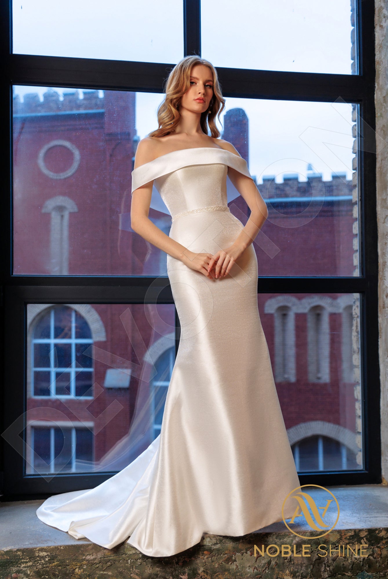 Karey Trumpet/Mermaid Off-shoulder/Drop shoulders Milk Wedding dress