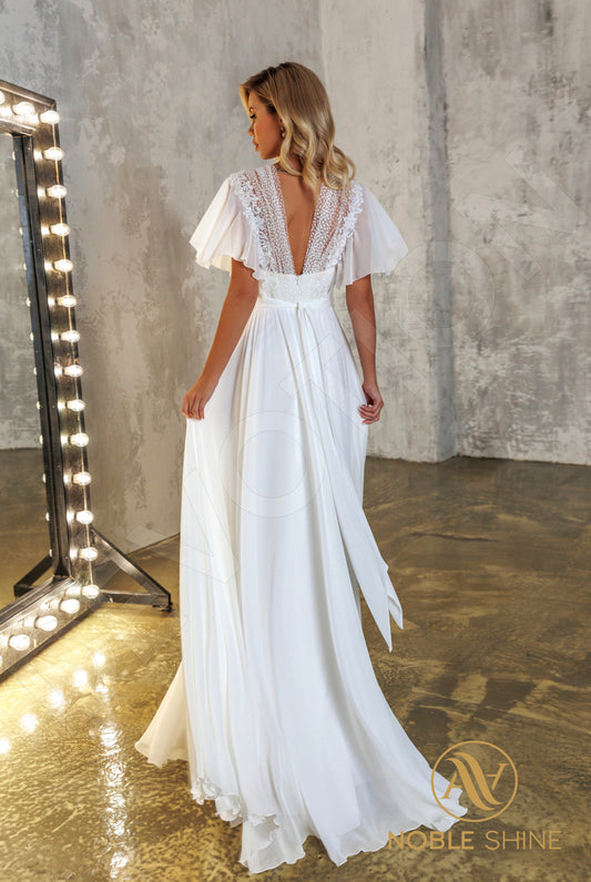 Liadan A-line Deep V-neck Milk Wedding dress
