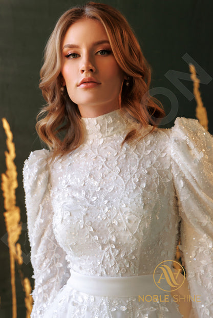 Sabrann Full back A-line Long sleeve Wedding Dress 4