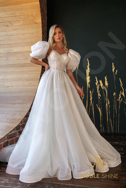 Nuala Open back A-line Detachable sleeves and straps Wedding Dress 4