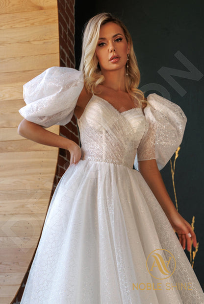 Nuala Open back A-line Detachable sleeves and straps Wedding Dress 5