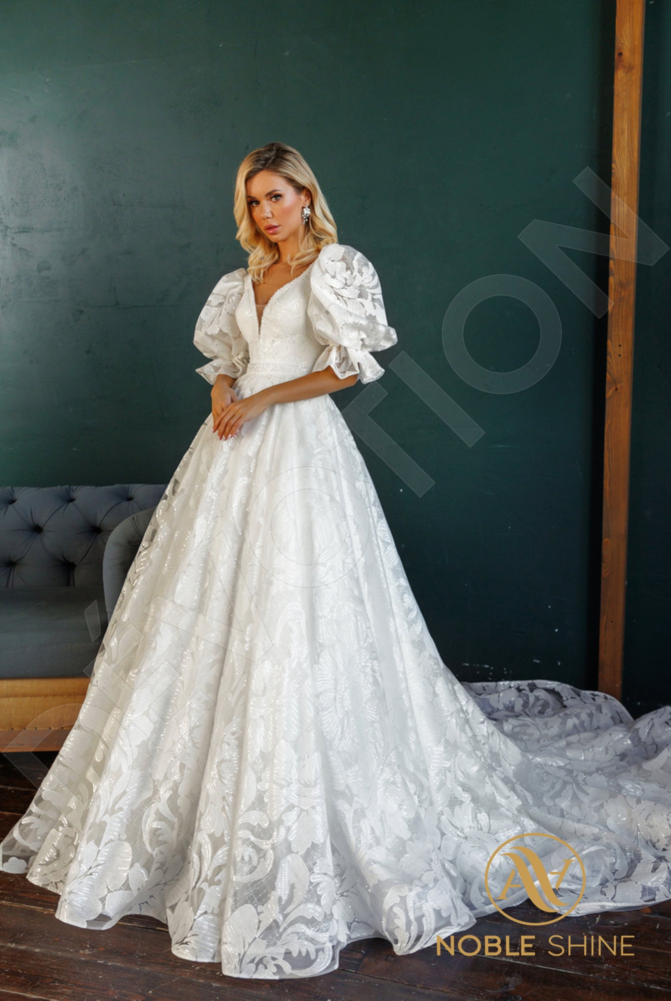 Talalla A-line Deep V-neck Milk Wedding dress