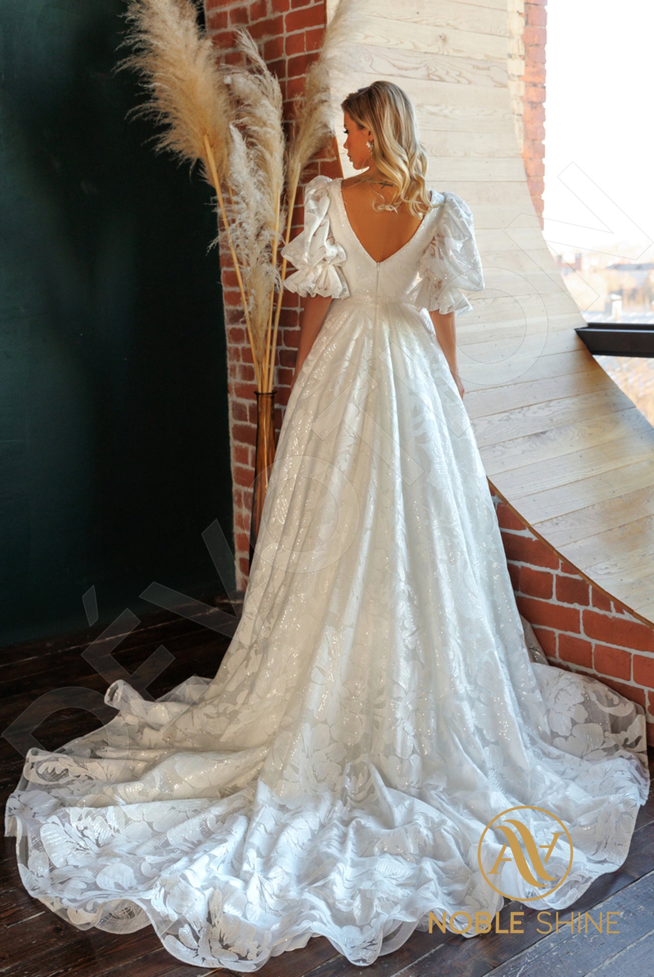 Talalla Open back A-line Half sleeve Wedding Dress Back