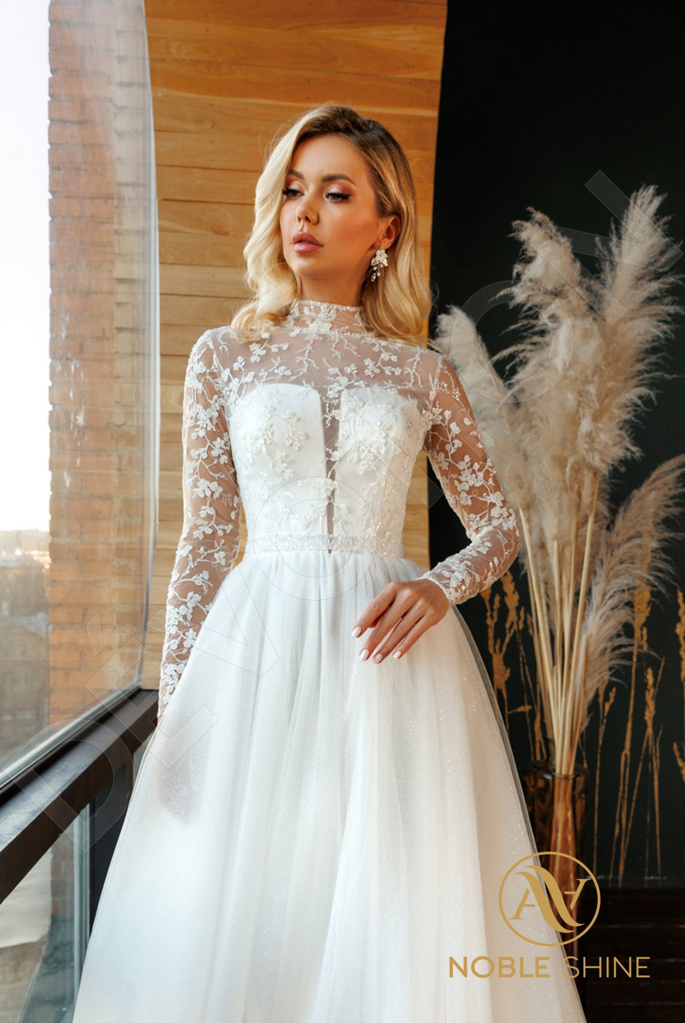 Orleyt A-line High neck Milk Wedding dress