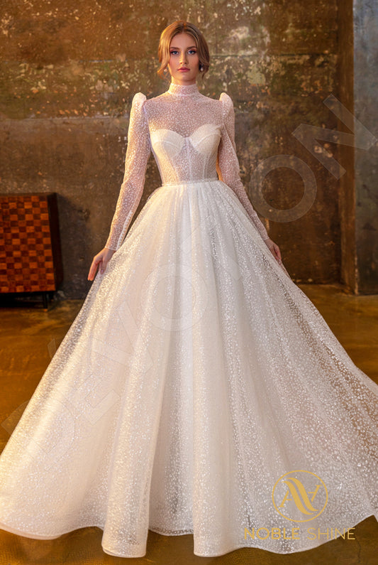Agadrina A-line High neck Milk Wedding dress