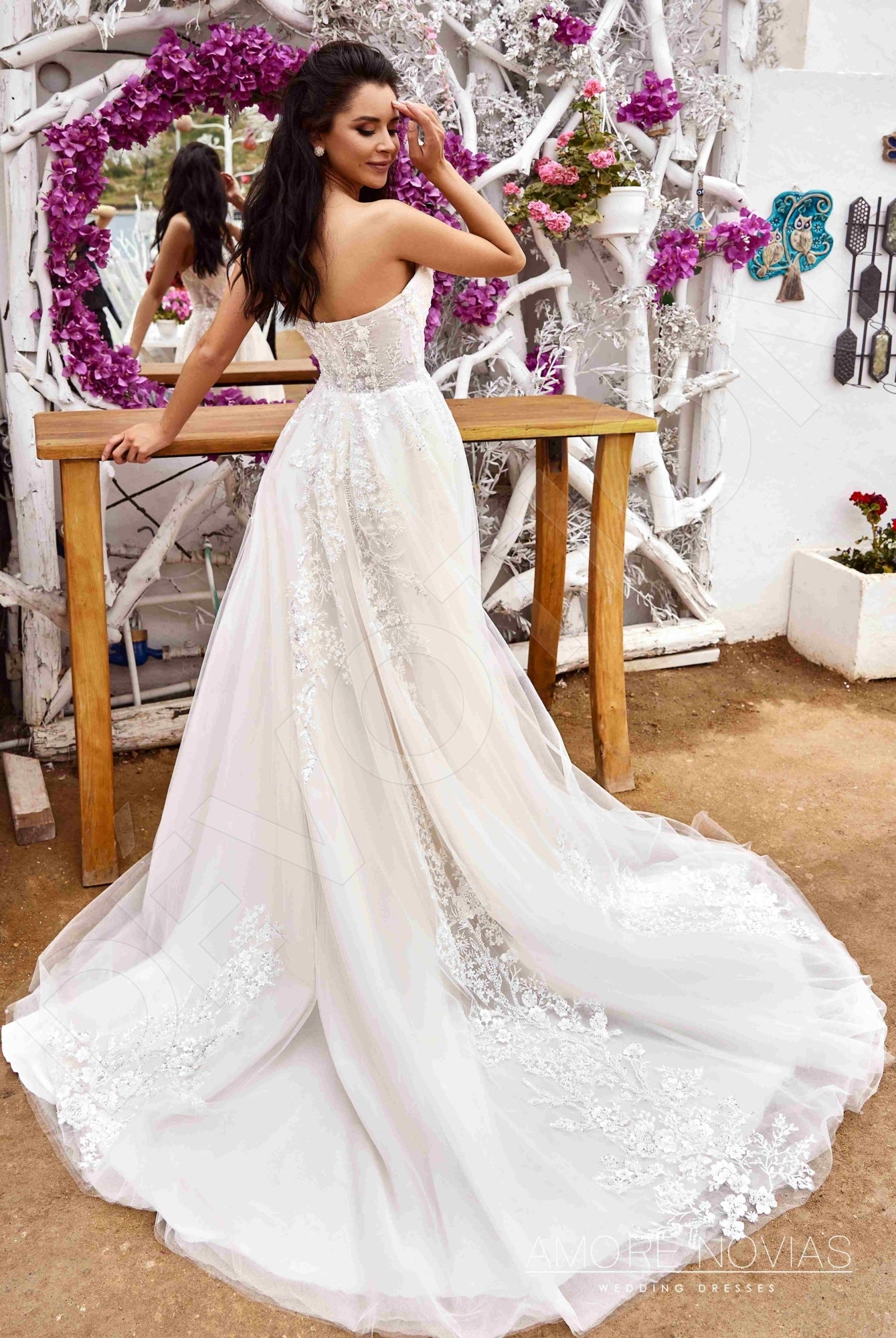 Casey Open back A-line Strapless Wedding Dress Back