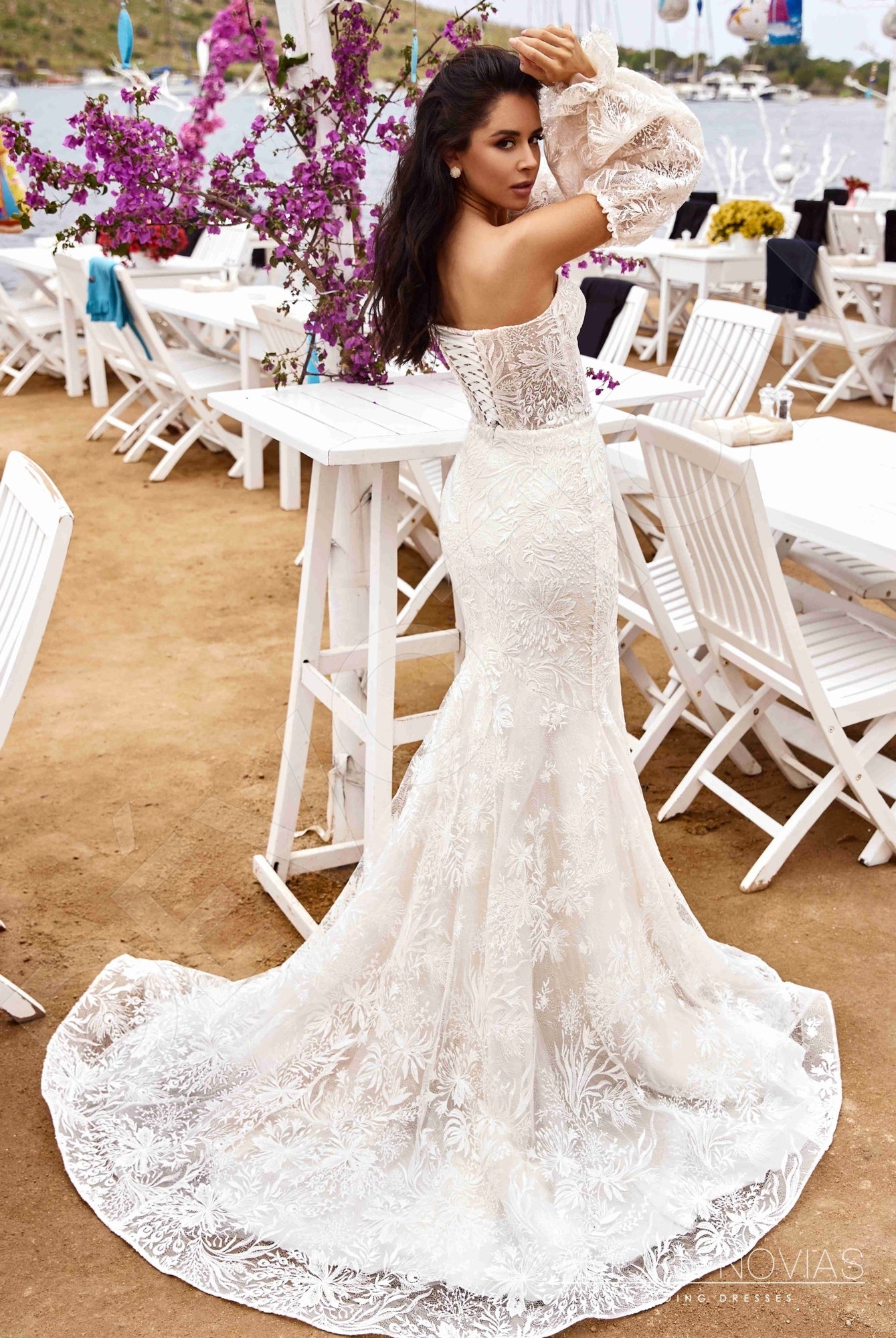 Kal Open back Trumpet/Mermaid Strapless Wedding Dress Back