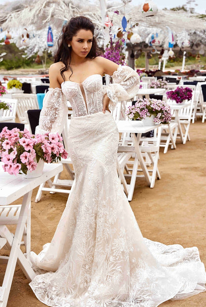 Kal Open back Trumpet/Mermaid Strapless Wedding Dress Front