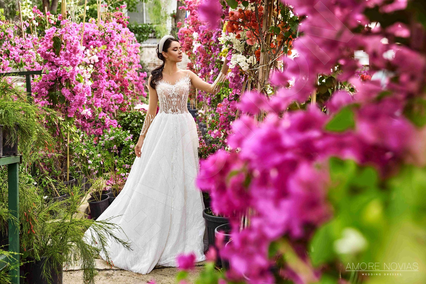 Alisha Illusion back A-line Long sleeve Wedding Dress 6
