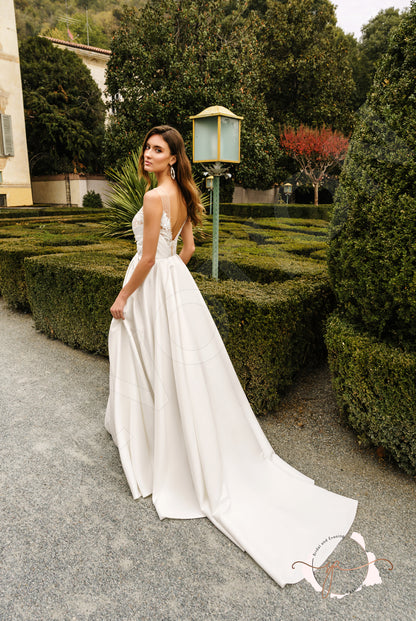 Ayne A-line Jewel Milk Wedding dress