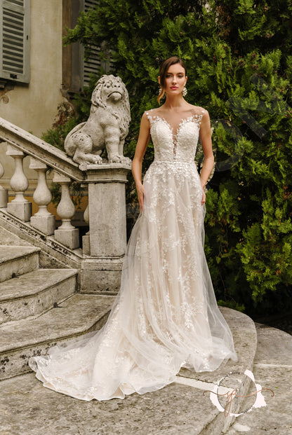 Blatnat A-line Illusion Milk Nude Wedding dress