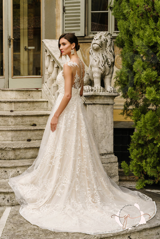 Blatnat A-line Illusion Milk Nude Wedding dress
