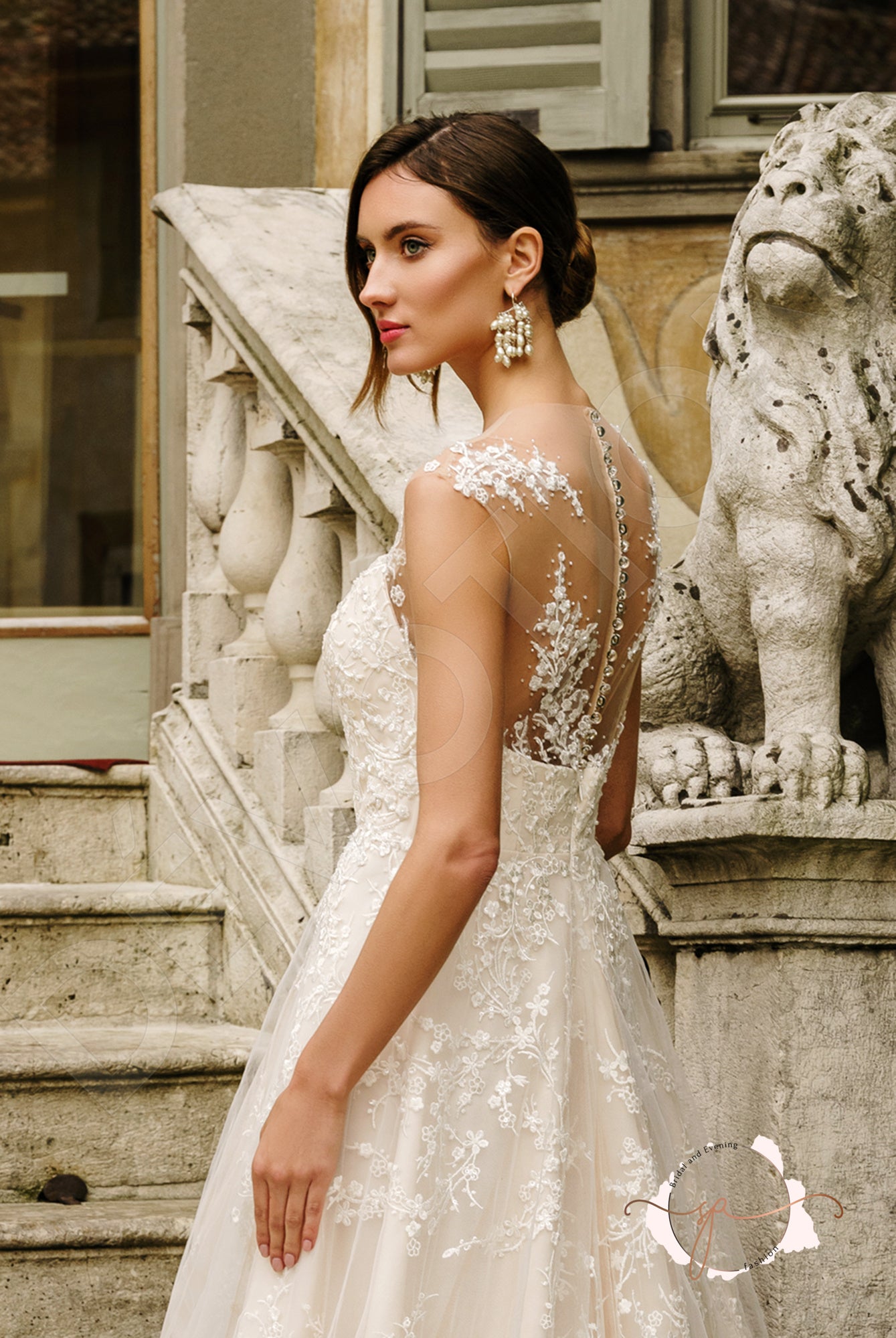 Blatnat A-line Illusion Milk Nude Wedding dress