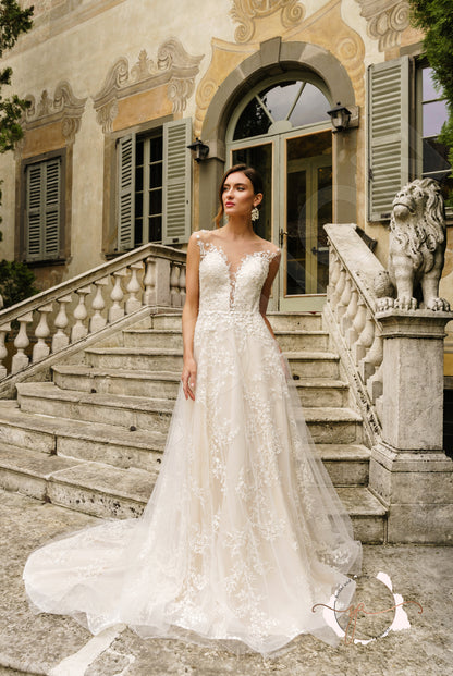 Blatnat A-line Illusion Milk Nude Wedding dress