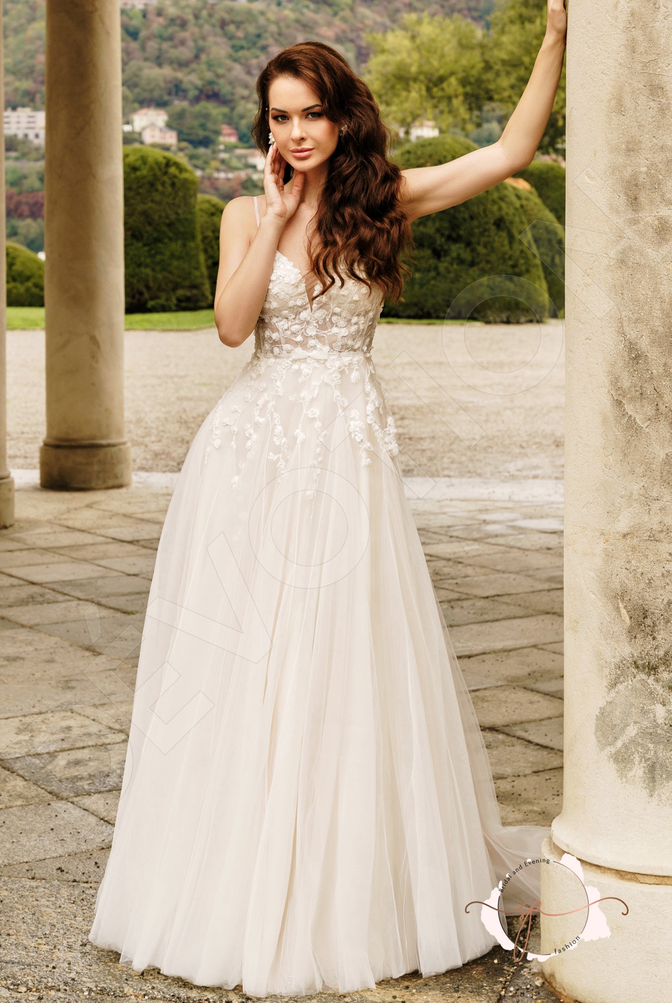 Brida A-line V-neck Milk Wedding dress
