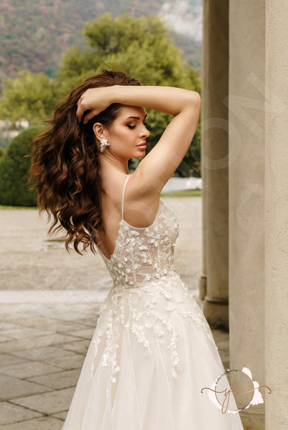 Brida A-line V-neck Milk Wedding dress