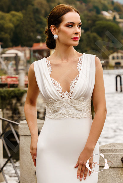 Buan Trumpet/Mermaid Illusion Milk Wedding dress
