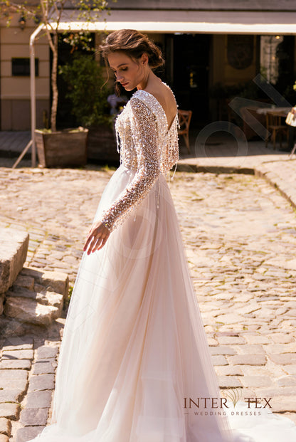 Derbhey A-line Illusion Milk Nude Wedding dress