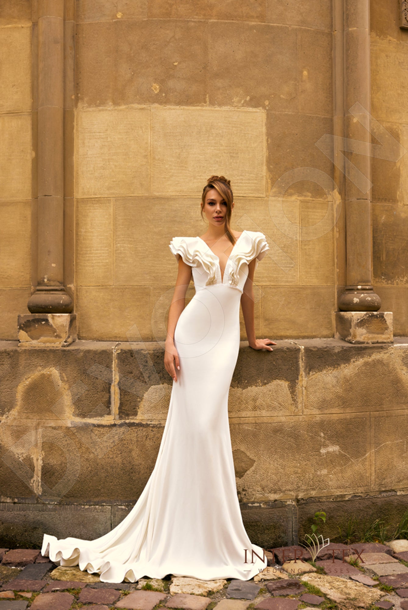 Derin Trumpet/Mermaid Illusion Milk Wedding dress