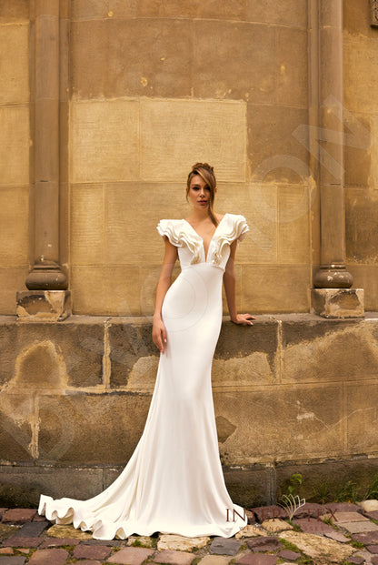 Derin Trumpet/Mermaid Illusion Milk Wedding dress