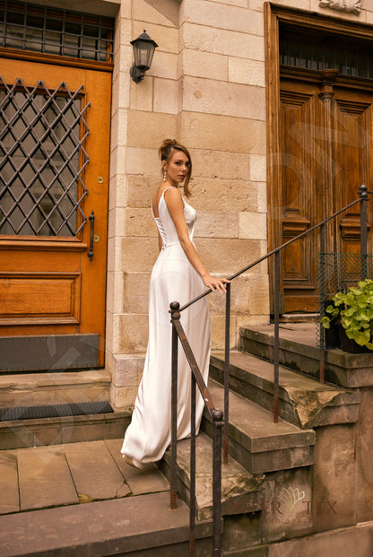 Izibil A-line V-neck Milk Wedding dress