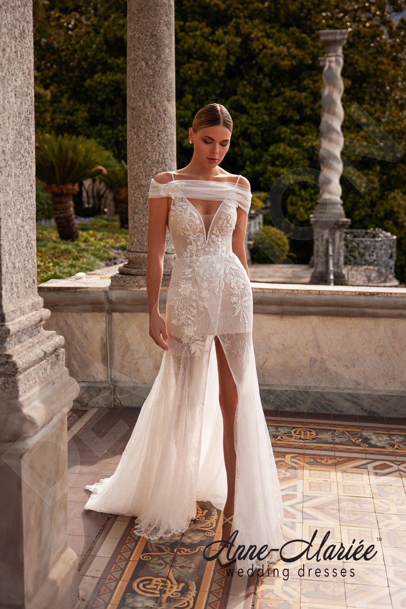 Agata Trumpet/Mermaid Deep V-neck Milk Wedding dress 6