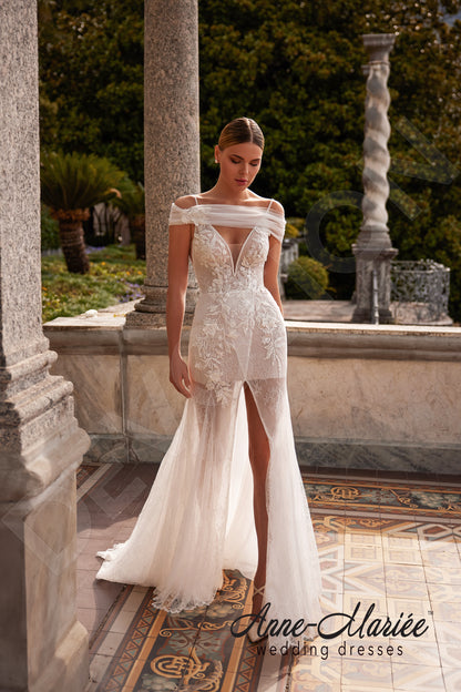 Agata Trumpet/Mermaid Deep V-neck Milk Wedding dress 6