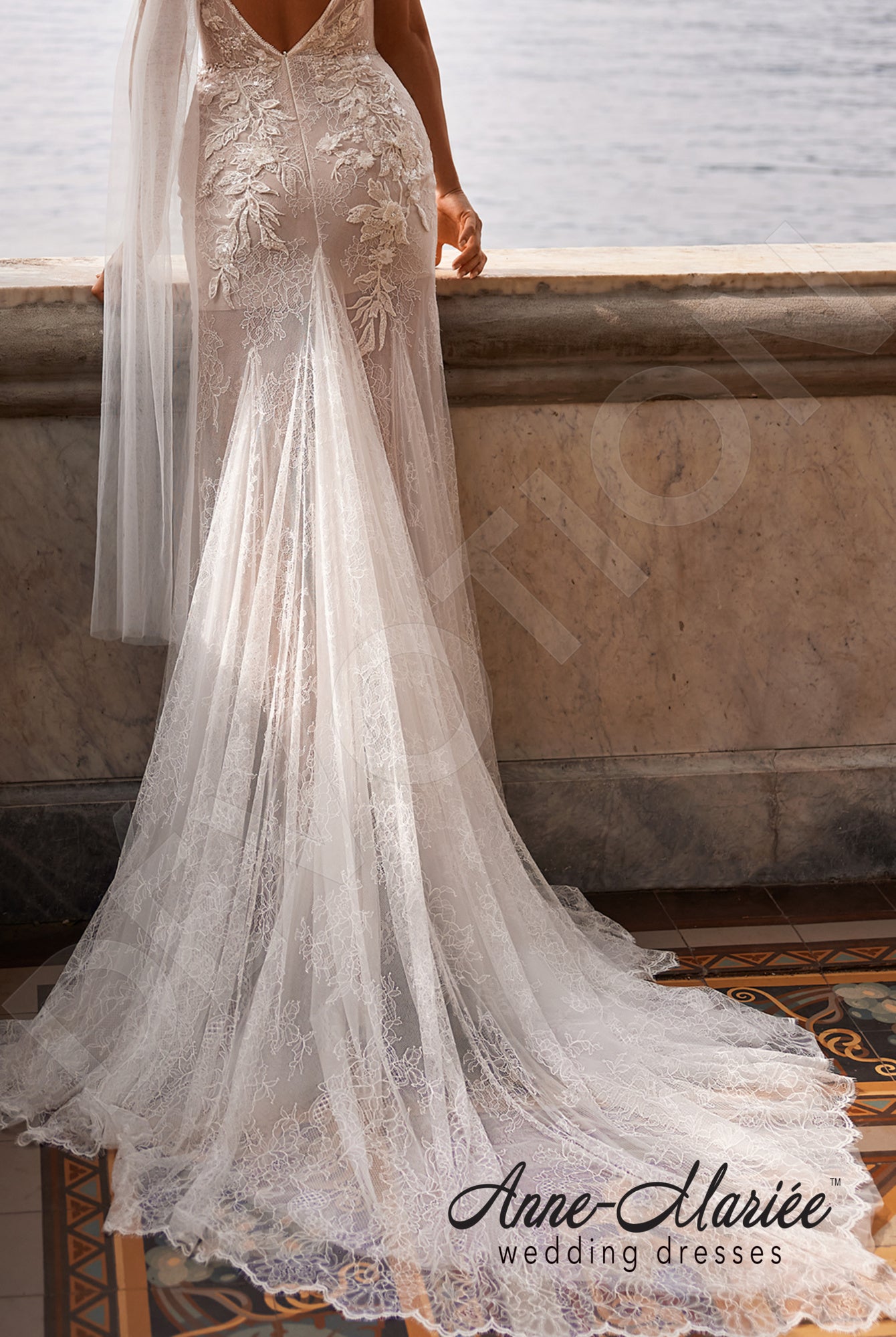 Agata Trumpet/Mermaid Deep V-neck Milk Wedding dress