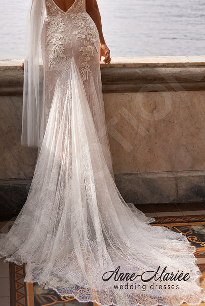 Agata Trumpet/Mermaid Deep V-neck Milk Wedding dress 4