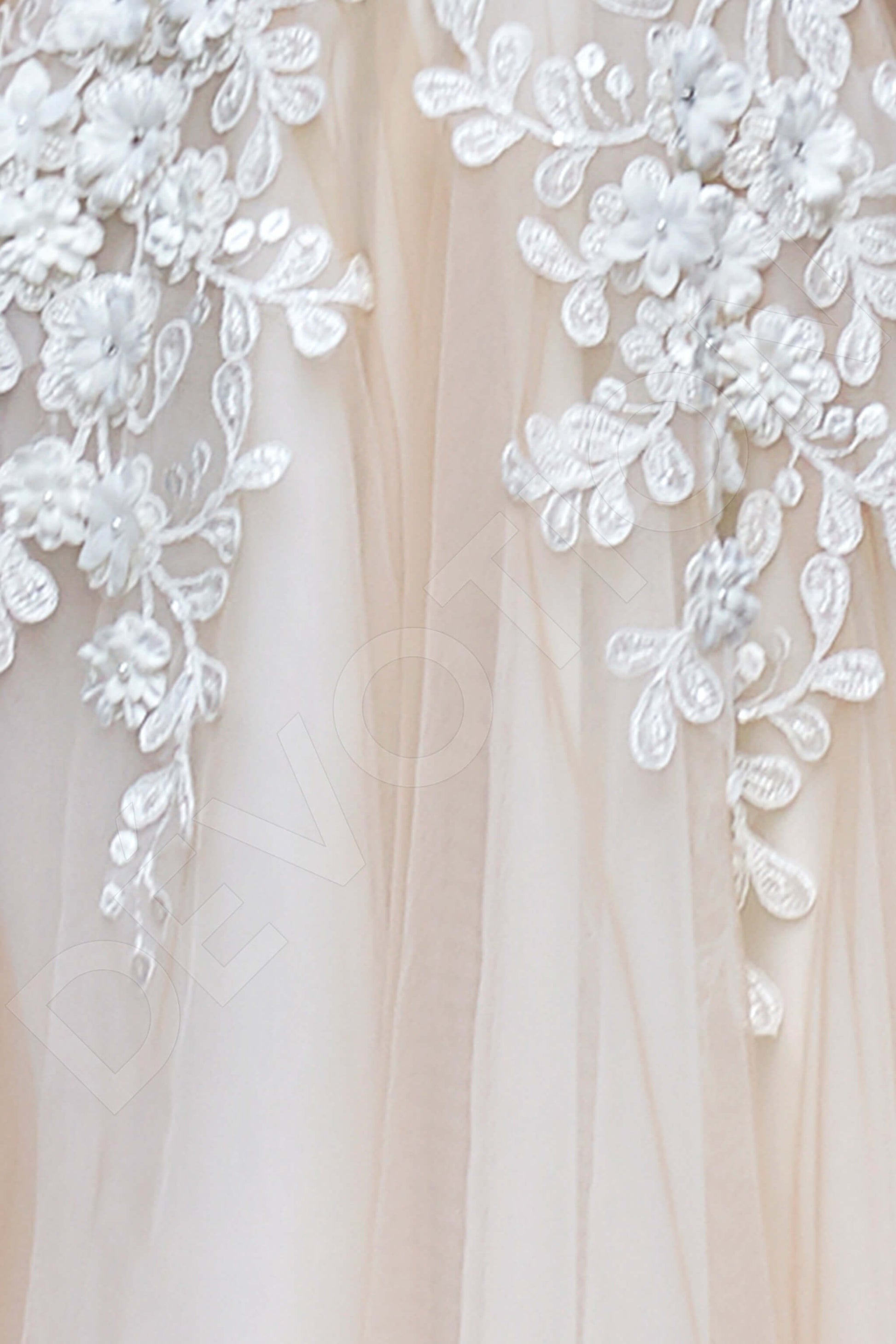 Farona A-line Illusion Powder Milk Wedding dress