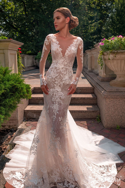 Aida Full back Trumpet/Mermaid Long sleeve Wedding Dress Front