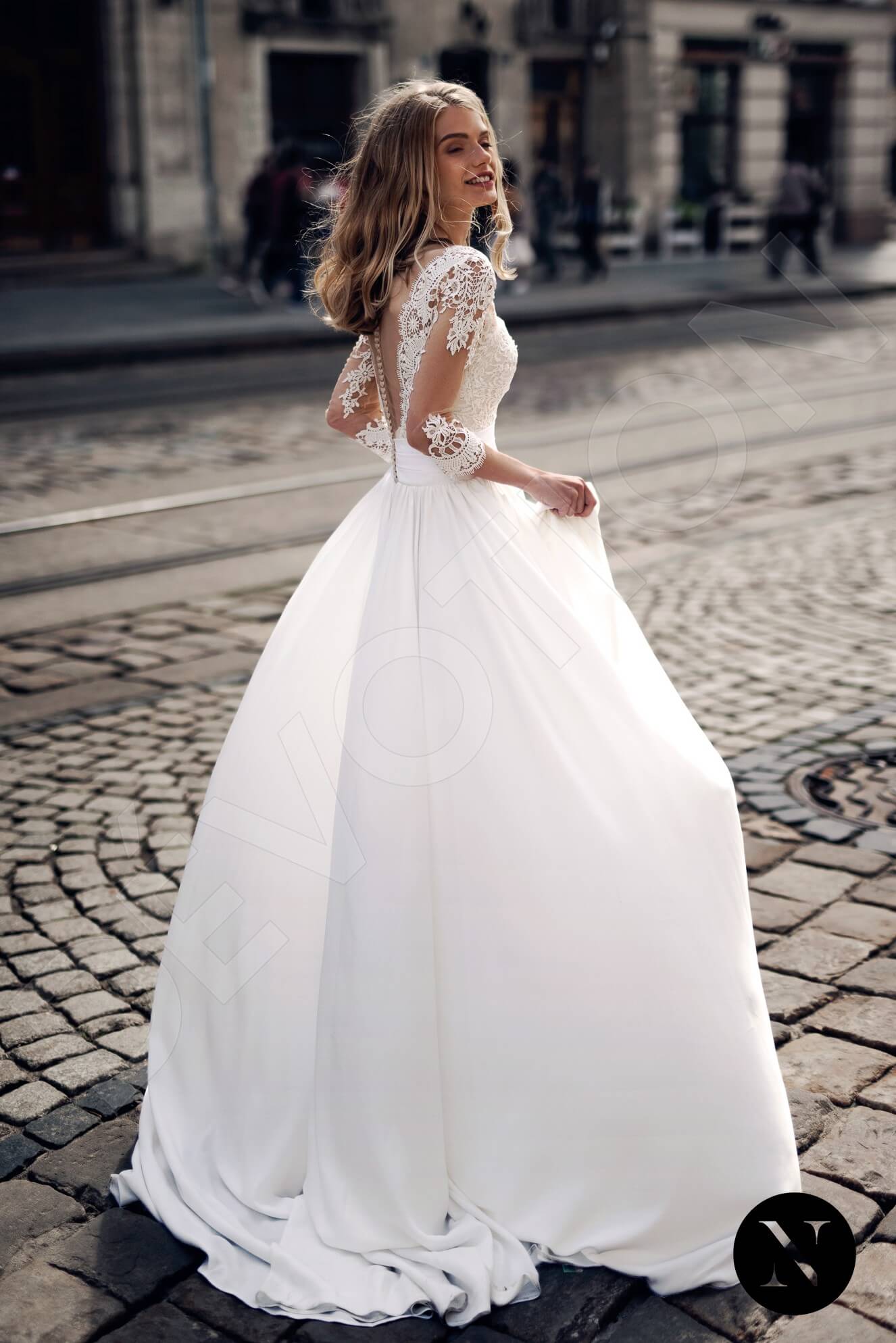 Pancy A-line V-neck Milk Wedding dress
