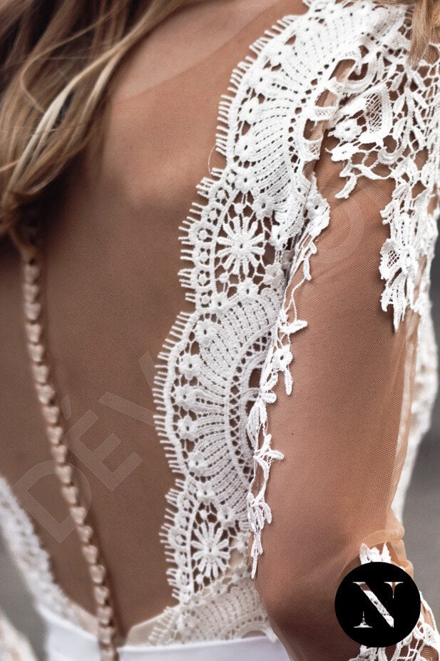 Pancy A-line V-neck Milk Wedding dress