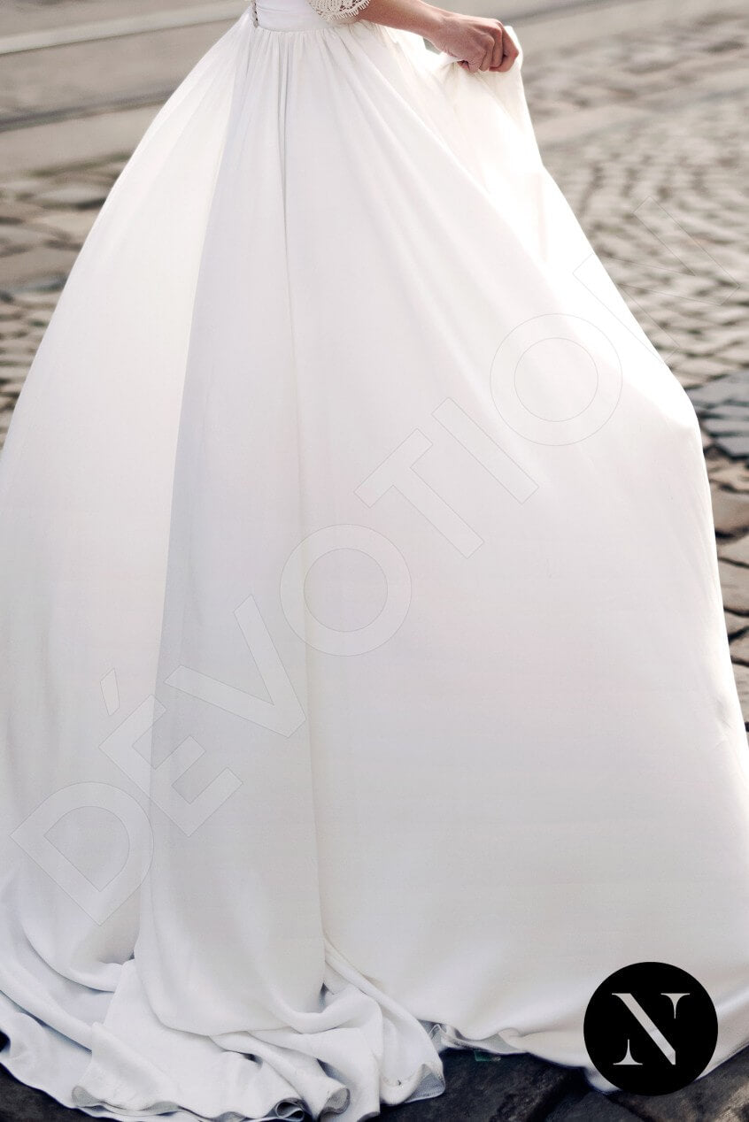 Pancy A-line V-neck Milk Wedding dress