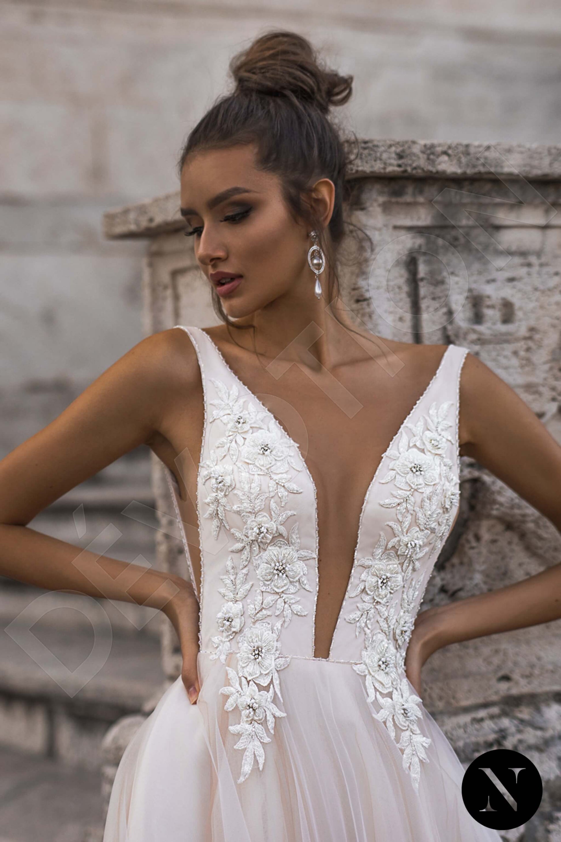 Amsonia A-line Illusion Nude Wedding dress