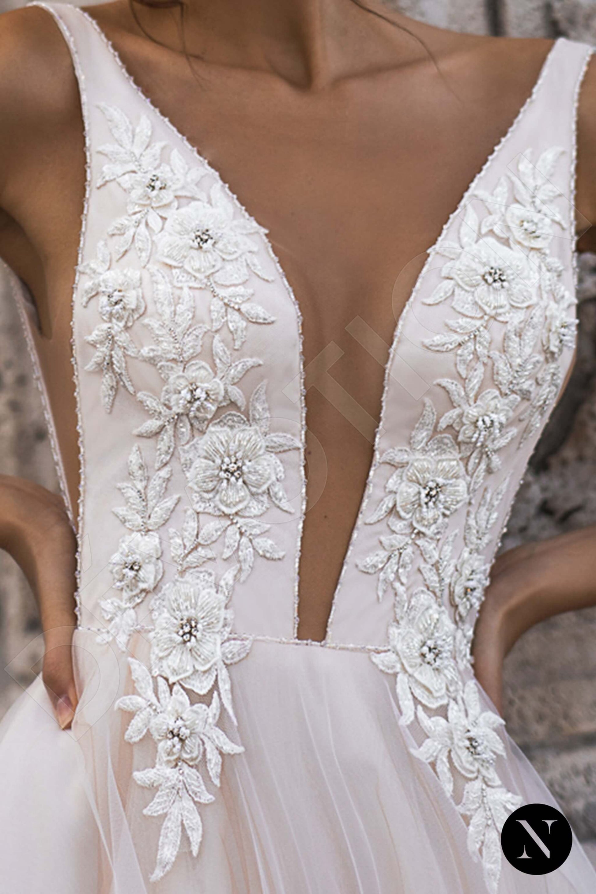 Amsonia A-line Illusion Nude Wedding dress