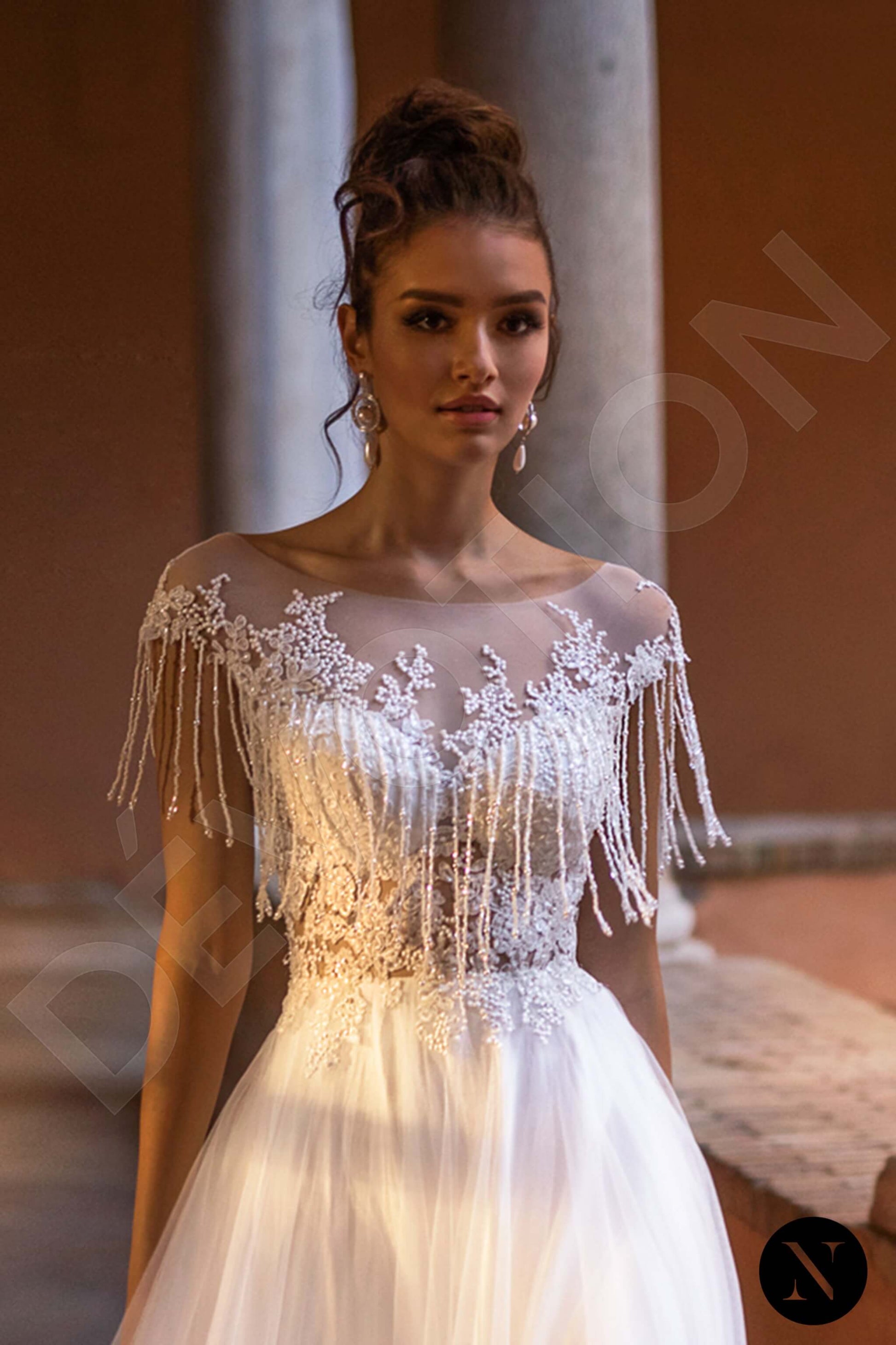 Dianora A-line Boat/Bateau Milk Wedding dress