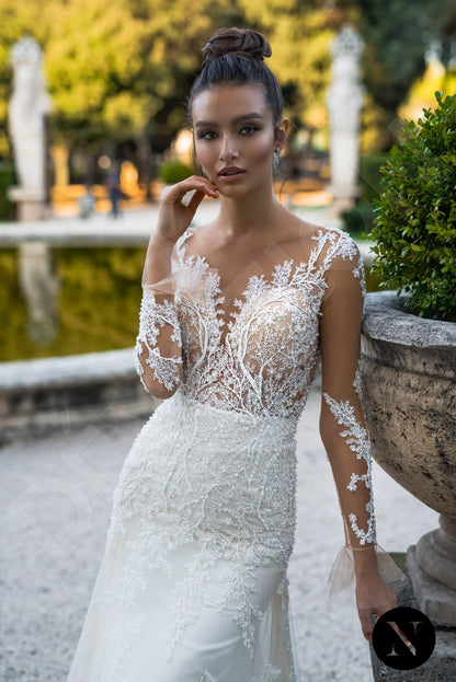 Frittilaria Full back Trumpet/Mermaid Long sleeve Wedding Dress 2