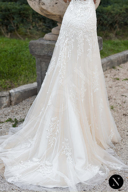Frittilaria Full back Trumpet/Mermaid Long sleeve Wedding Dress 5