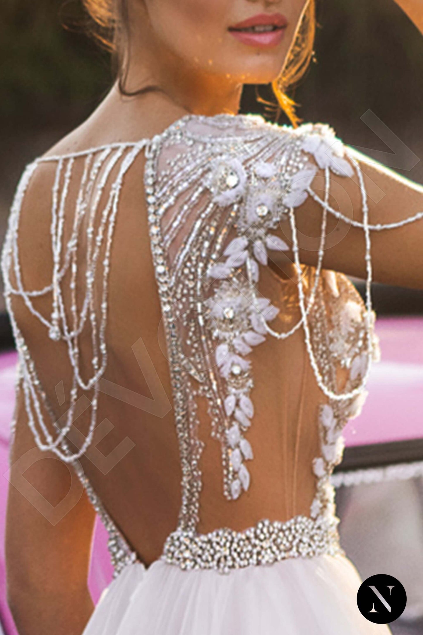 Moonflower Full back A-line Short/ Cap sleeve Wedding Dress 4