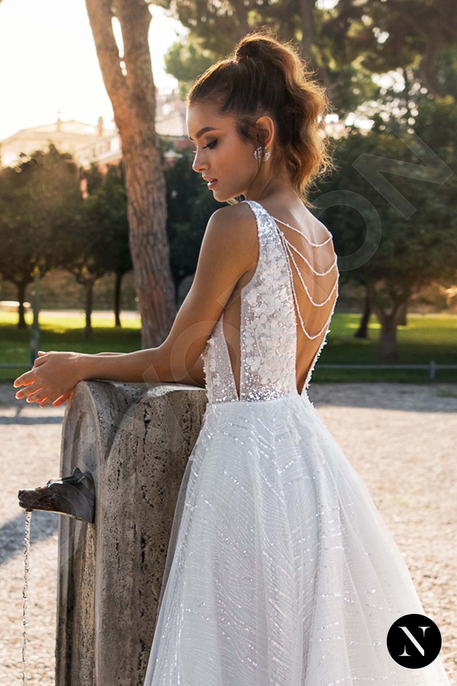 Nerea A-line Illusion Milk  Wedding Dress