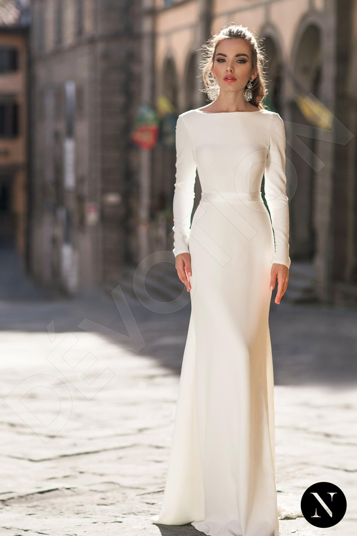 Marigold Open back Trumpet/Mermaid Long sleeve Wedding Dress Front