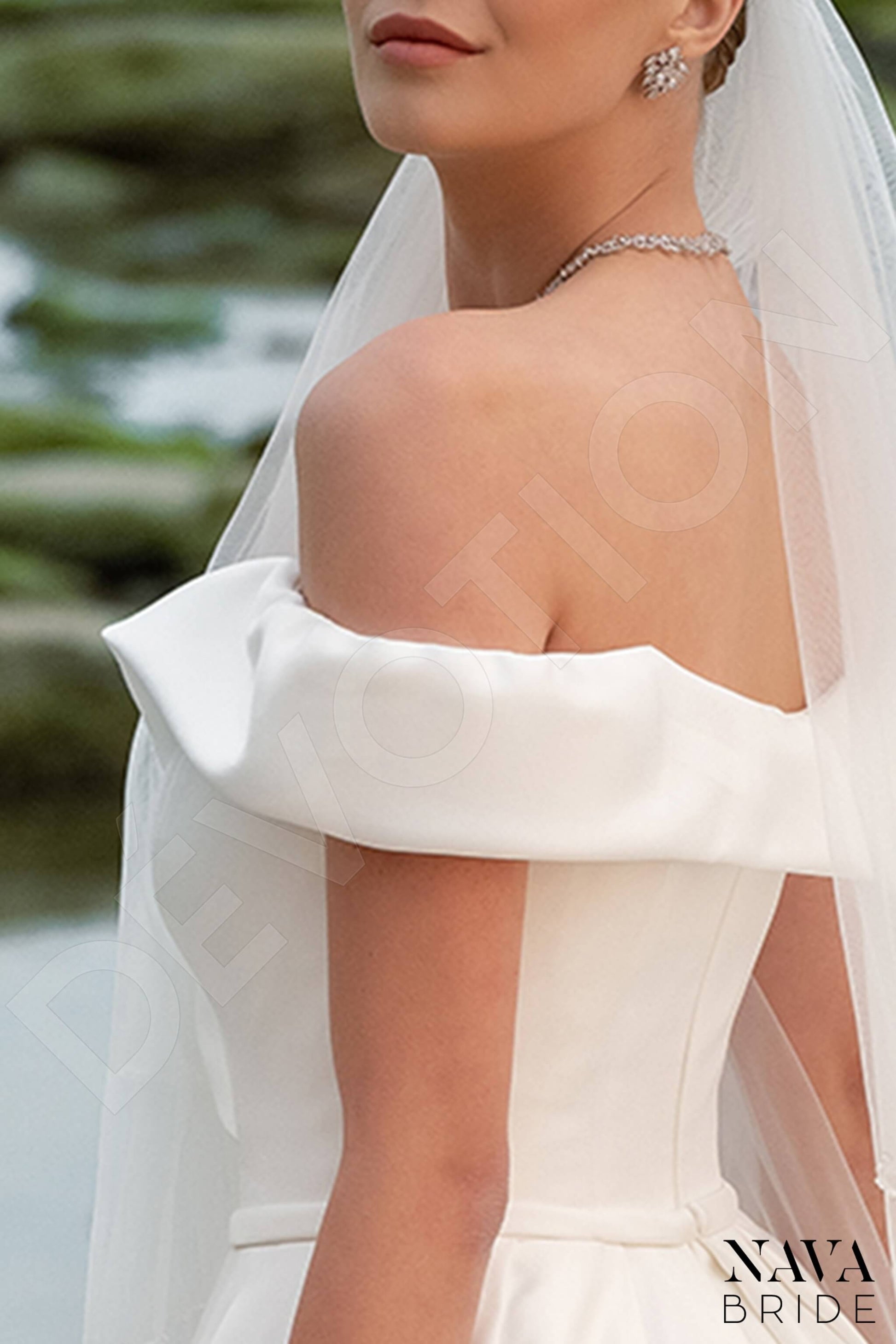 Amanella A-line Off-shoulder/Drop shoulders Milk Wedding dress