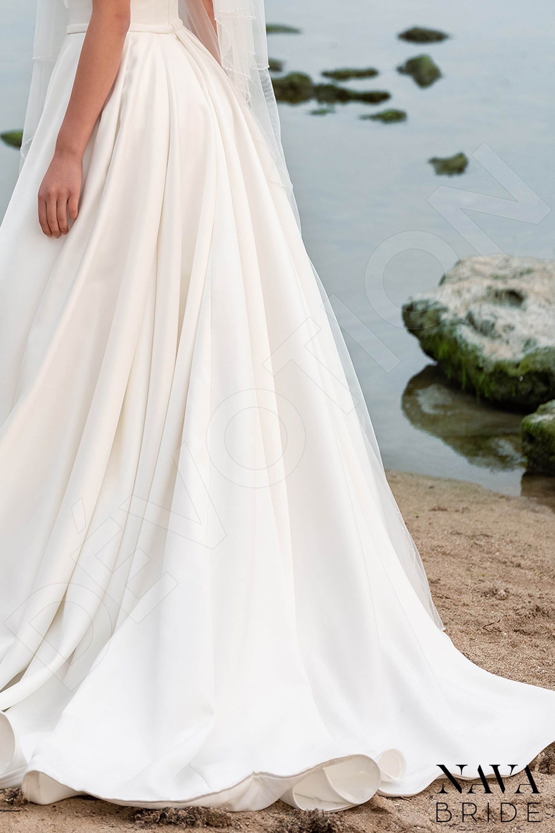 Amanella A-line Off-shoulder/Drop shoulders Milk Wedding dress
